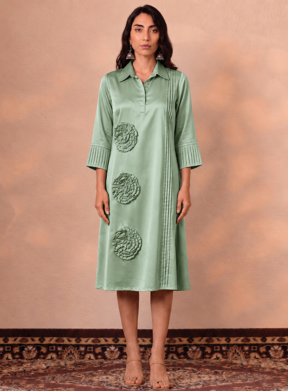 Matcha Rosette Reverie Dress