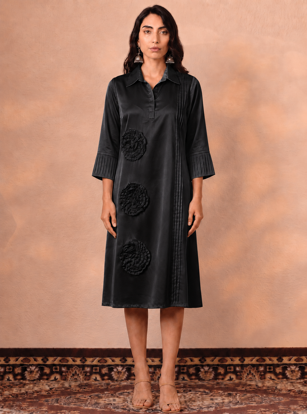 Black Rosette Reverie Dress