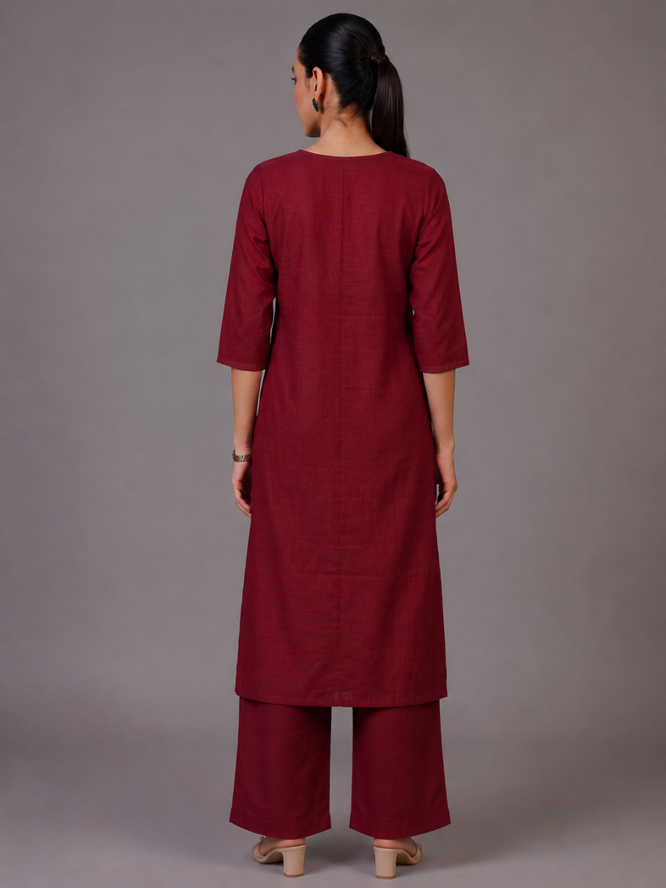 Crimson Bloom Kurti Set
