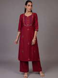 Crimson Bloom Kurti Set
