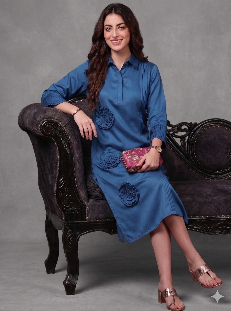 Indigo Rosette Reverie Dress