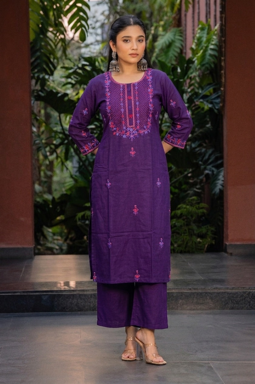 Amethyst Bloom Kurti Set