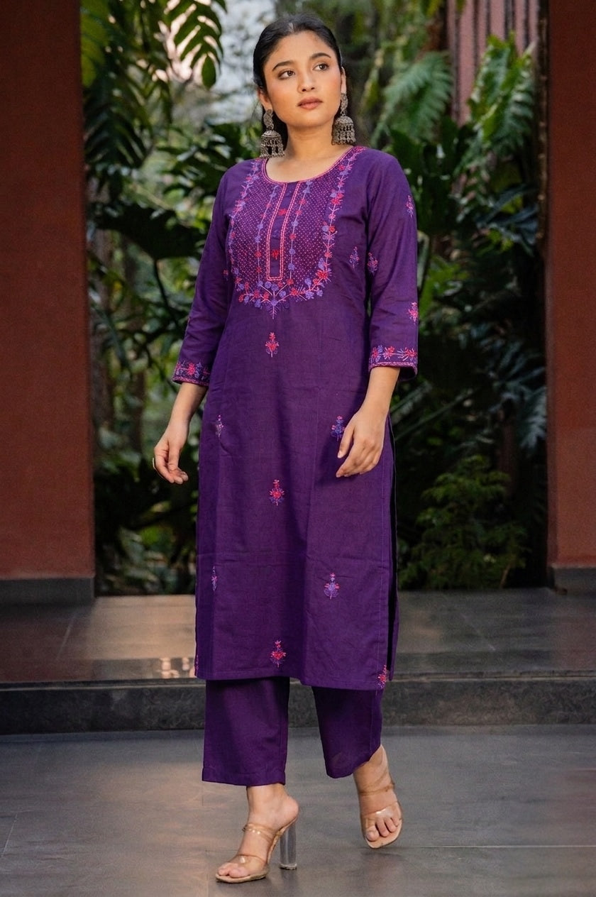 Amethyst Bloom Kurti Set