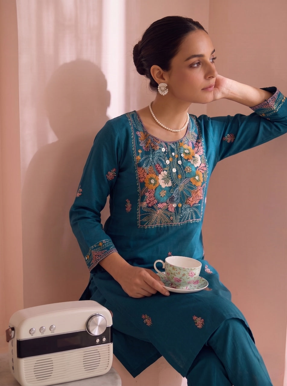 Teal Reverie Kurti