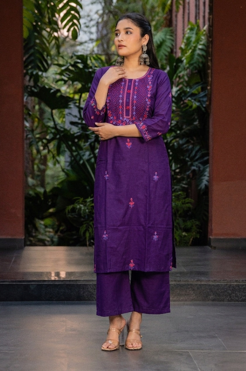 Amethyst Bloom Kurti Set