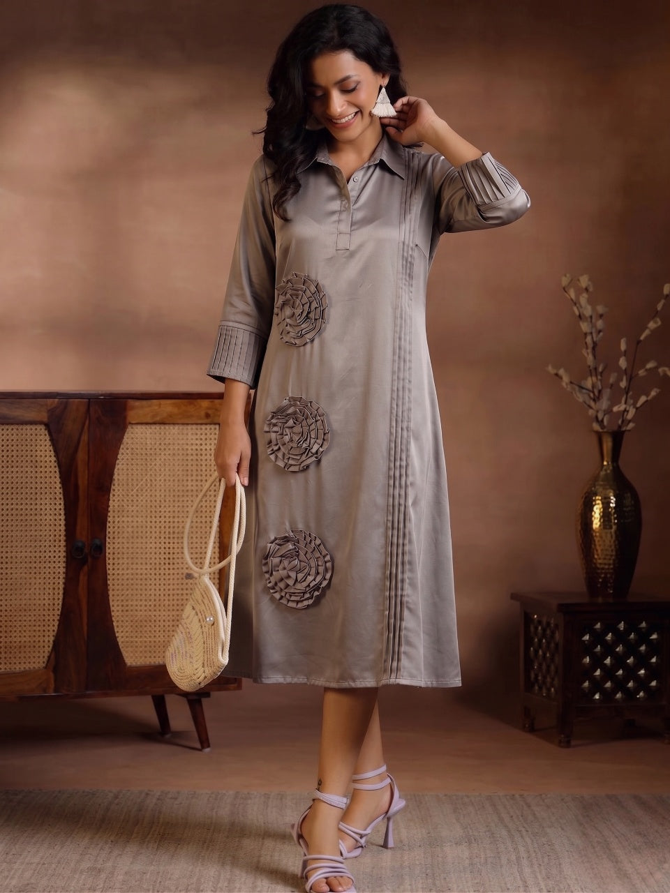 Cocoa Rosette Reverie Dress
