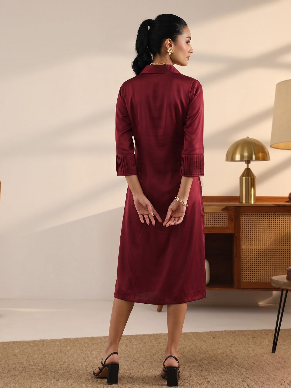 Wine Rosette Reverie Dress