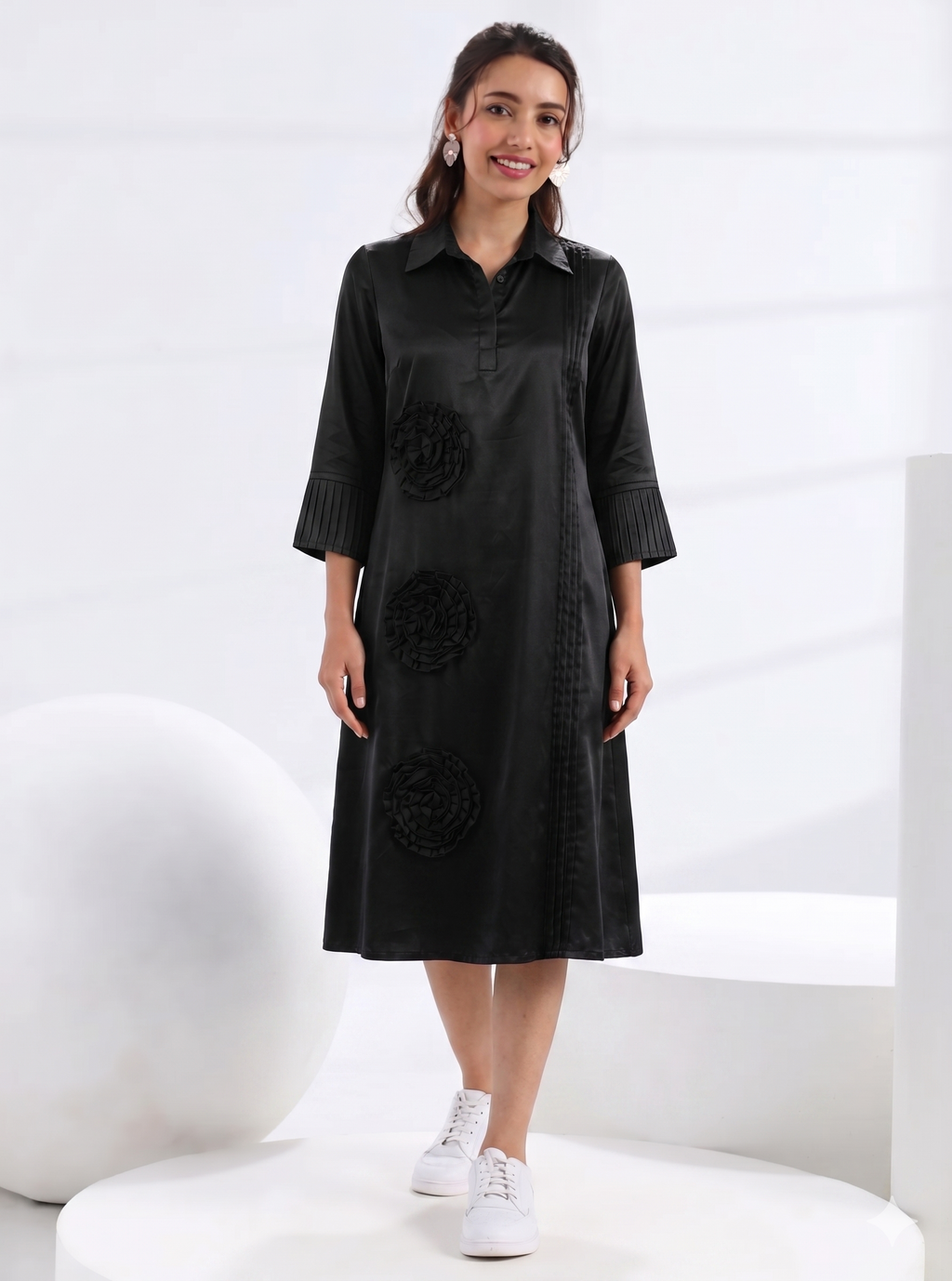 Black Rosette Reverie Dress