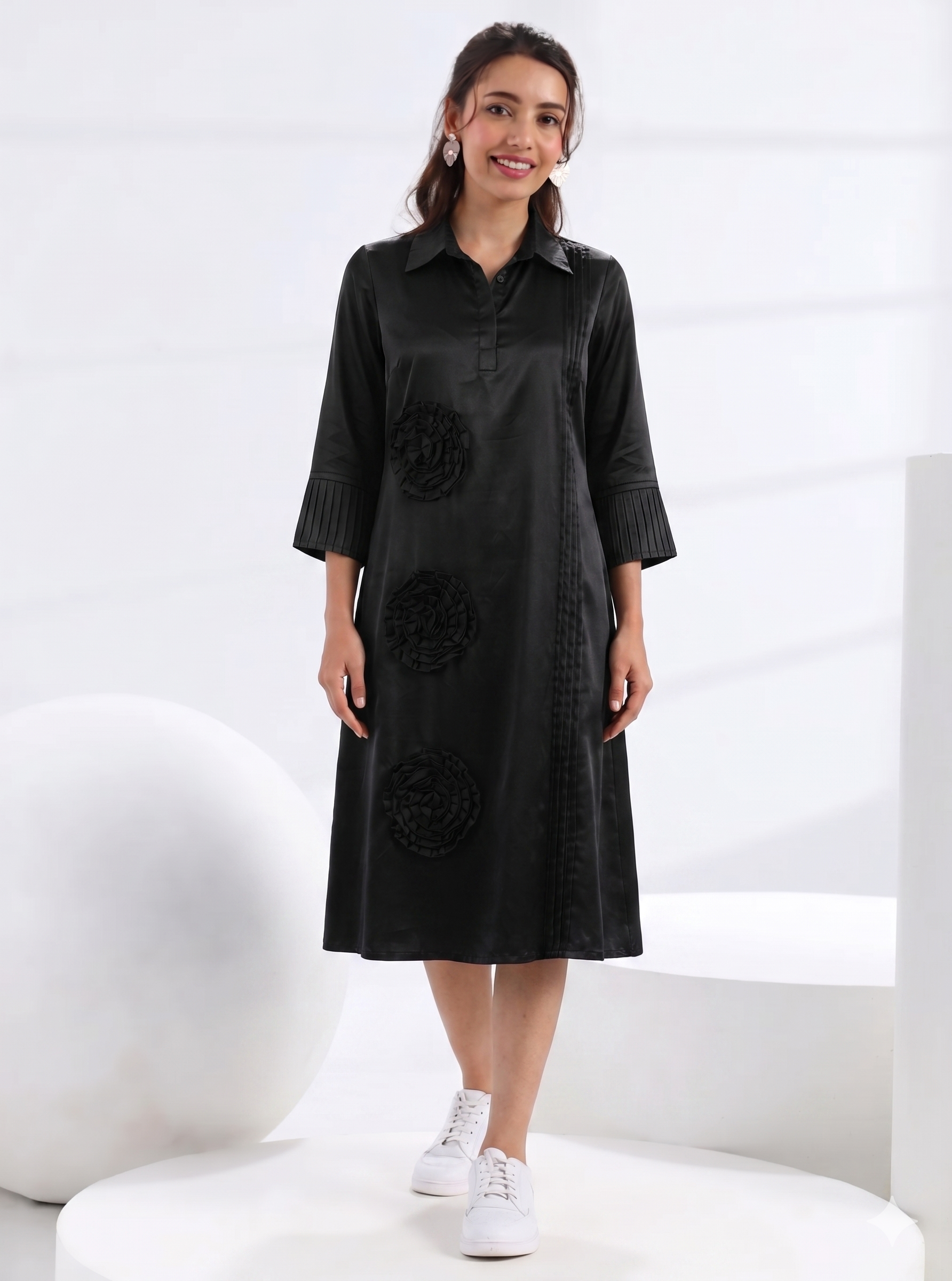 Black Rosette Reverie Dress