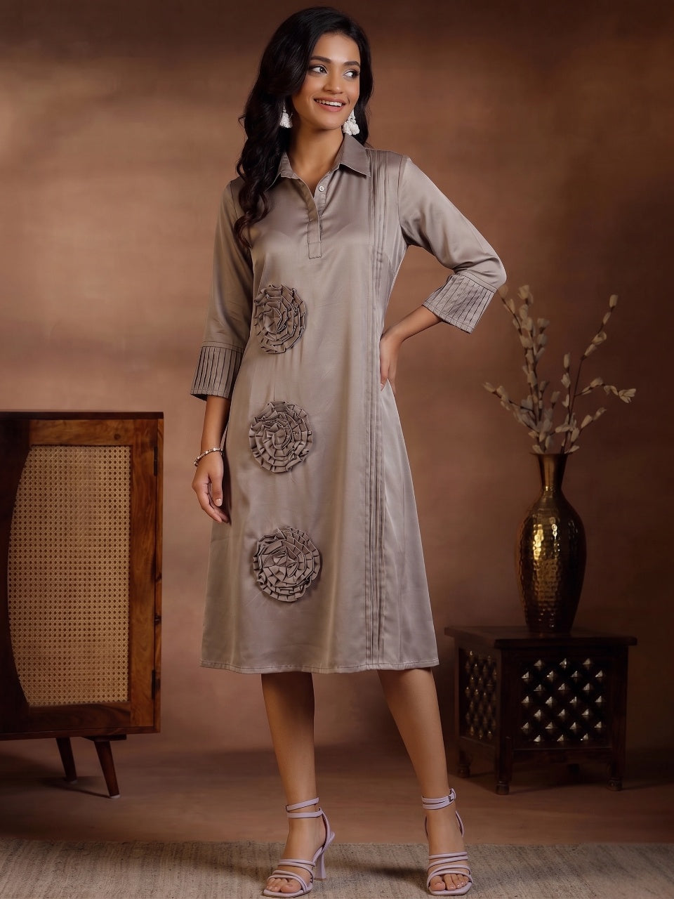 Cocoa Rosette Reverie Dress