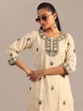 Cream Bloom Kurti Set