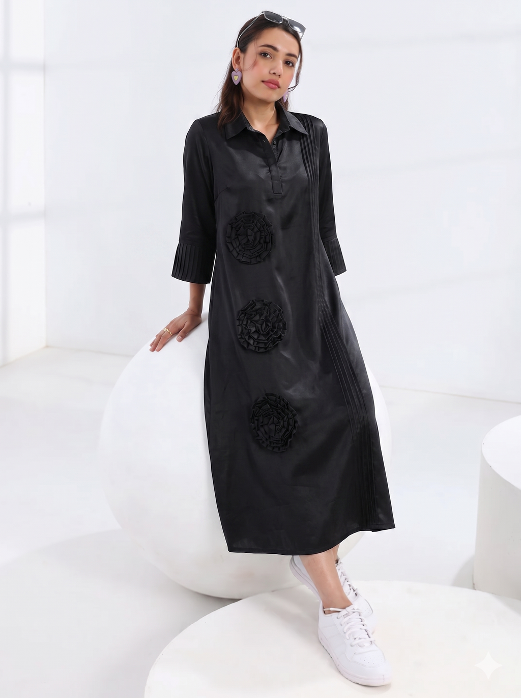 Black Rosette Reverie Dress