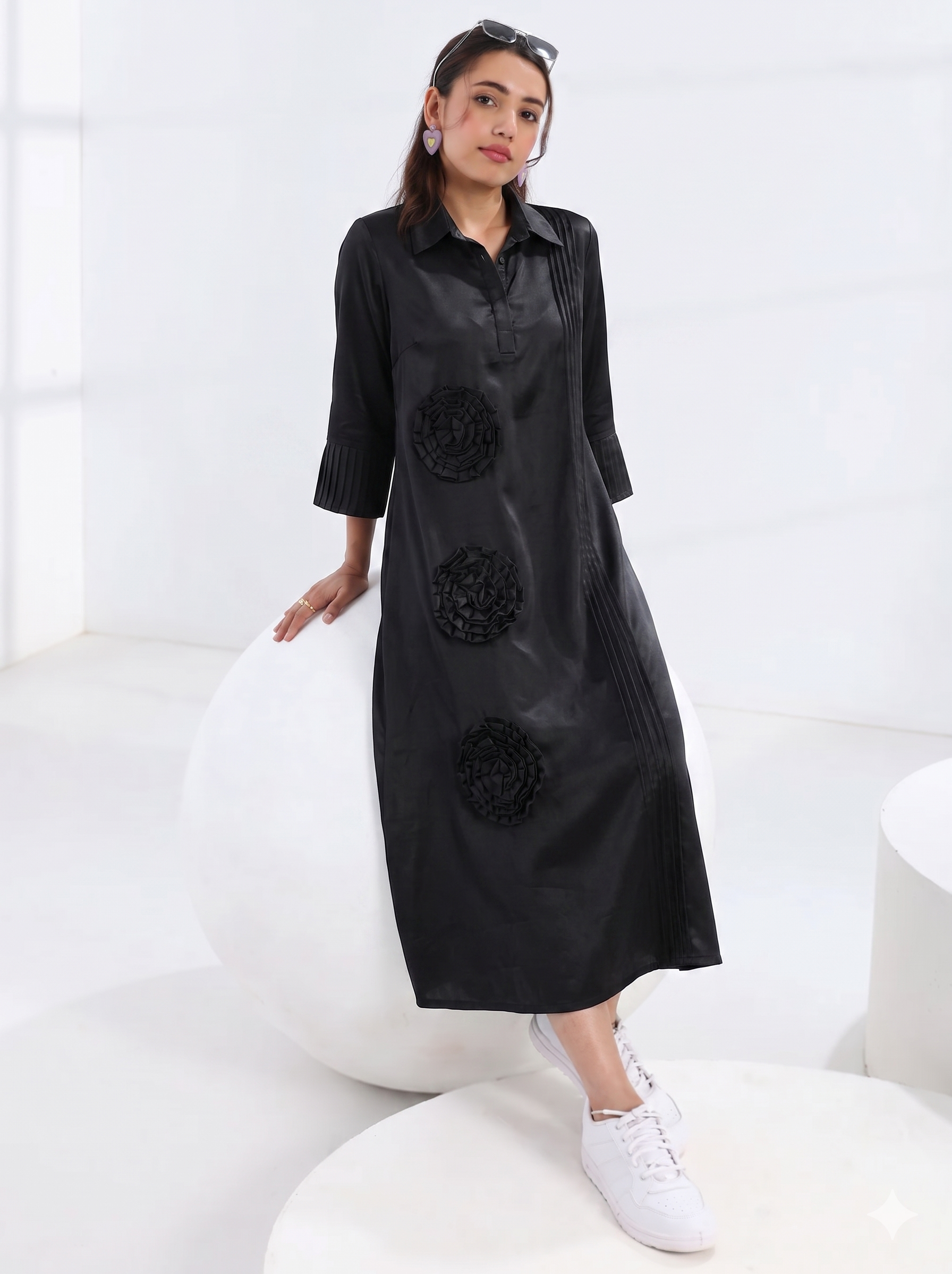 Black Rosette Reverie Dress