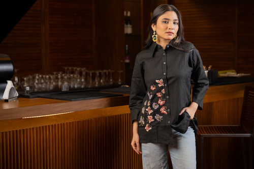 Black Katha Bloom Shirt